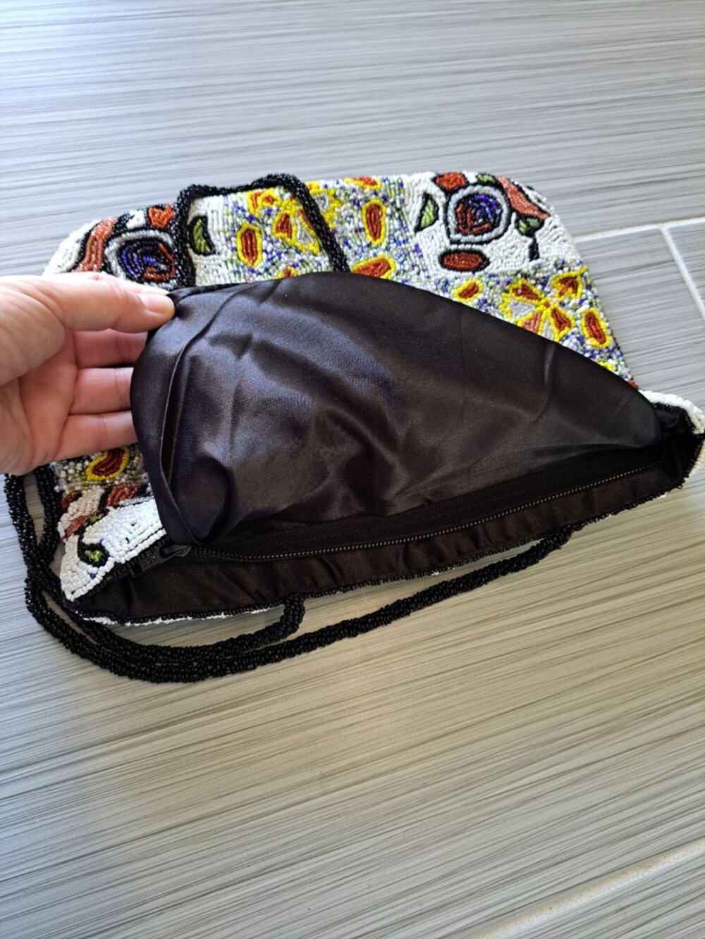 Vintage Fully Beaded Multi-Color Shoulder Bag Purse Floral Geometric Multicolor - Picture 8 of 11